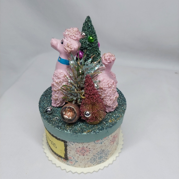Pink Poodle Retro Trinket Gift Box Merry Christmas Holiday 50's Style - Picture 9 of 9